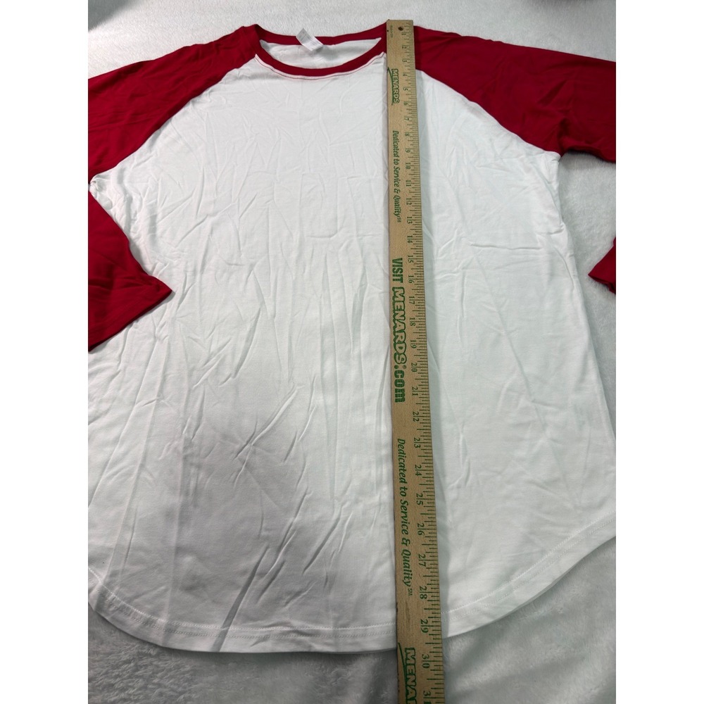 Royal Avalon Mens XL Baseball Tee White Red Long Sleeve Raglan Cotton T-Shirt - Picture 4 of 8